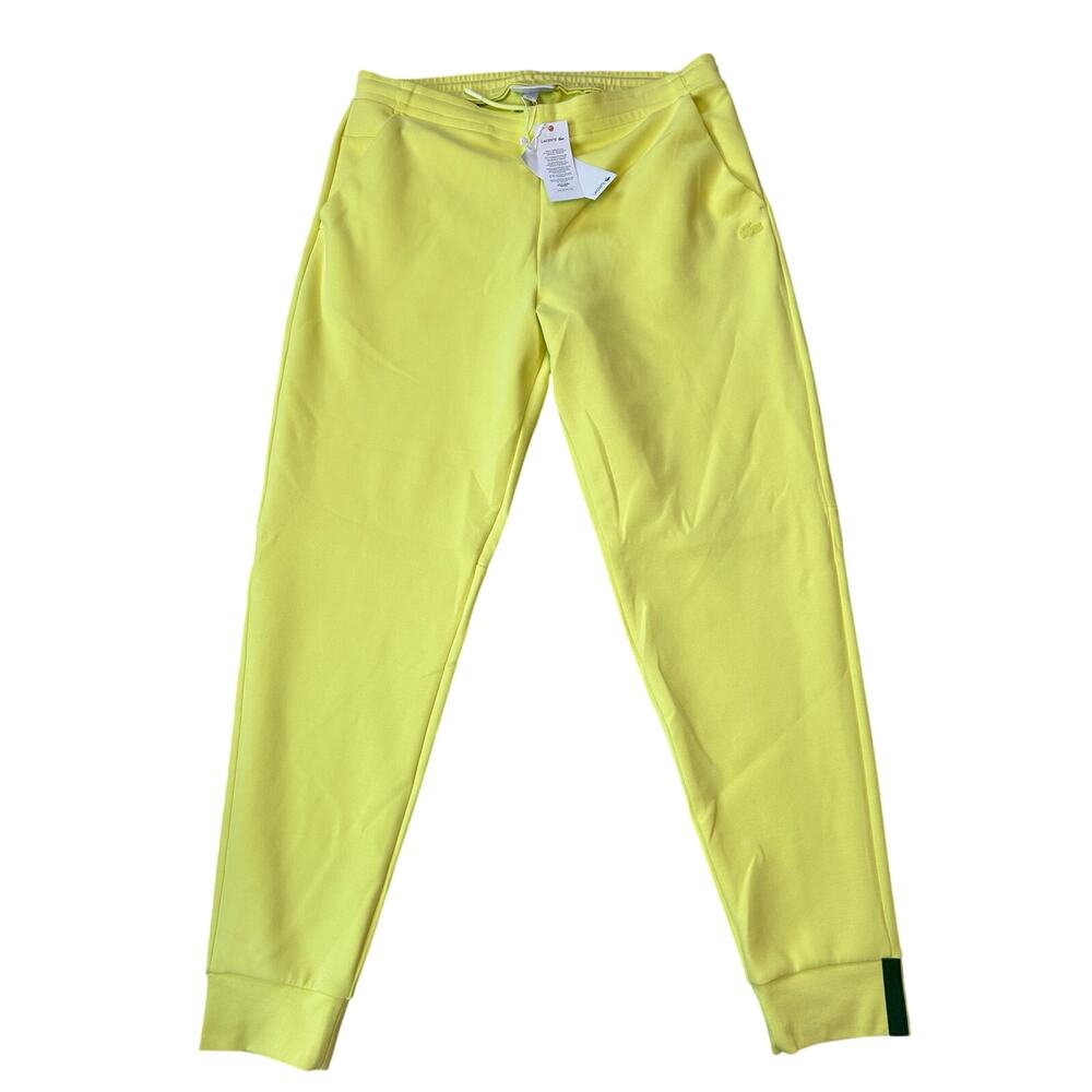 NWT Lacoste European Jogger Pants Fluorescent Yellow Slim Fit Logo Men’s Large